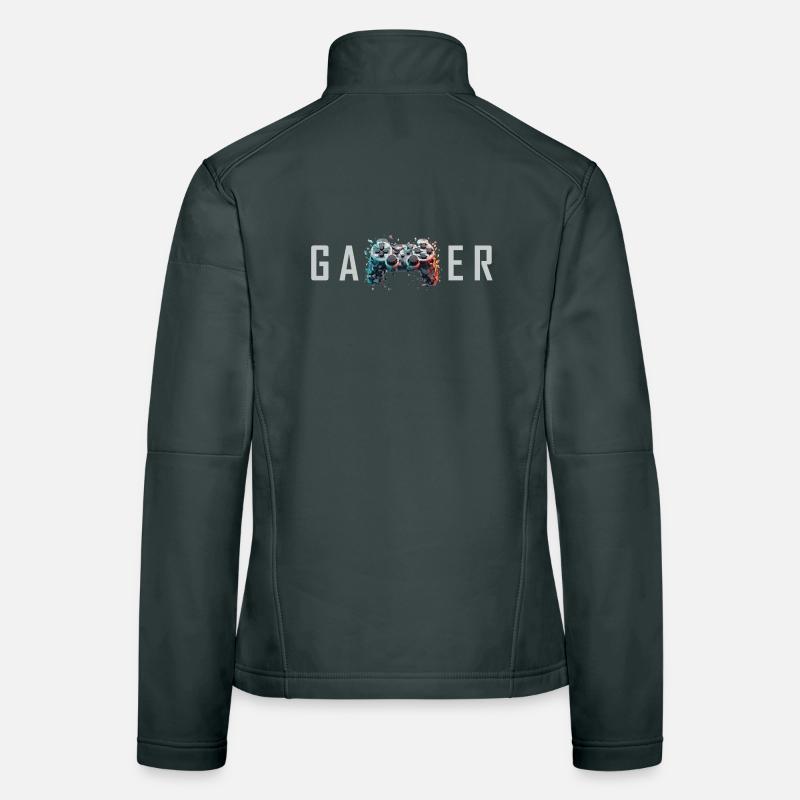 Gamer Typografie Controller Gaming Nerd Geschenk Frauen Softshelljacke