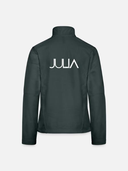 Julia Namendesign - moderne filigrane Typografie - Frauen Softshelljacke - Dunkelgrau - Hinten