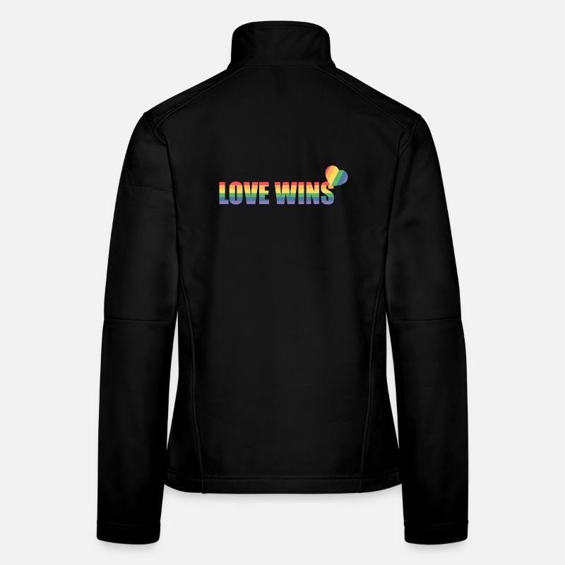 Bunter Regenbogen Herz mit Liebesbotschaft Frauen Softshelljacke