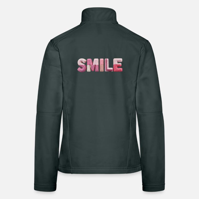 Plüsch Smile Schriftzug Patchwork Trend Frauen Softshelljacke