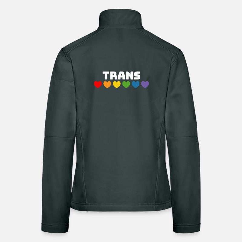Rainbow heart trans white Women's Softshell Jacket