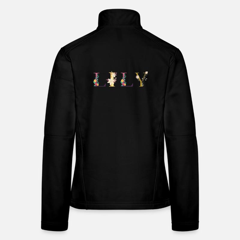 LILY Name mit Blumen geschmückt - Frauen Softshelljacke - Schwarz