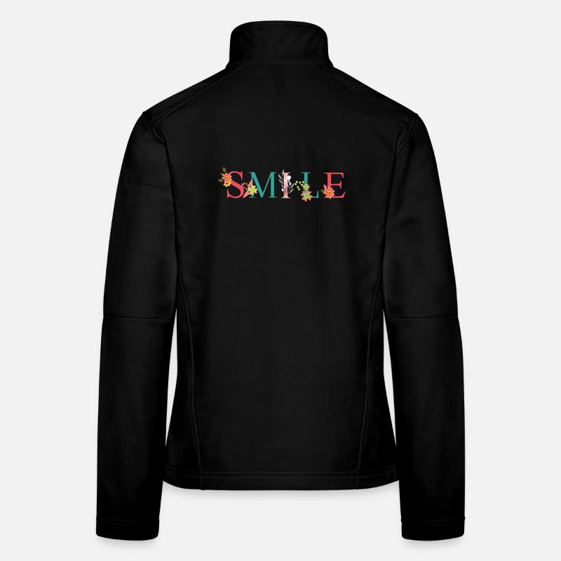 SMILE Name Art avec des fleurs brodées Veste en tissu softshell Femme