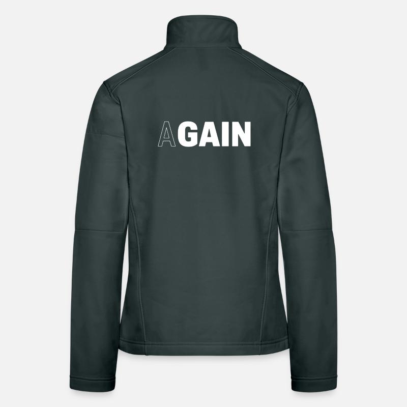 Hidden Gain — AGAIN Typography Motivational Women's Softshell Jacket