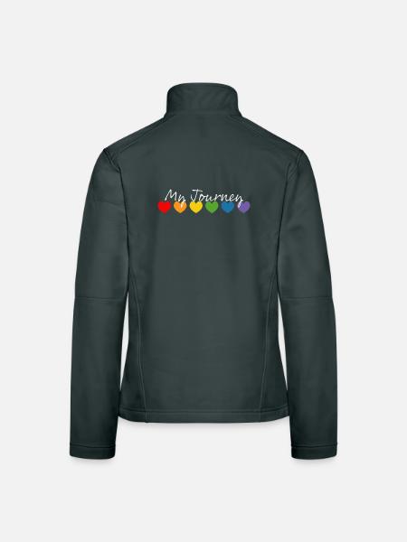 Regenbogenherzchen my journey weiss - Frauen Softshelljacke - Dunkelgrau - Hinten