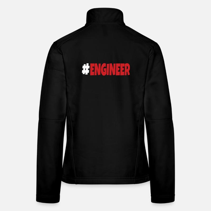 #engineer Weiß und Rot Frauen Softshelljacke