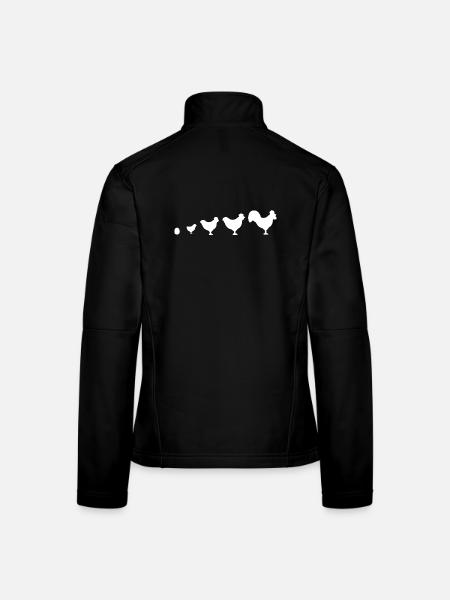 Evolution Bauer Huhn Hahn lustig - Frauen Softshelljacke - Schwarz - Hinten