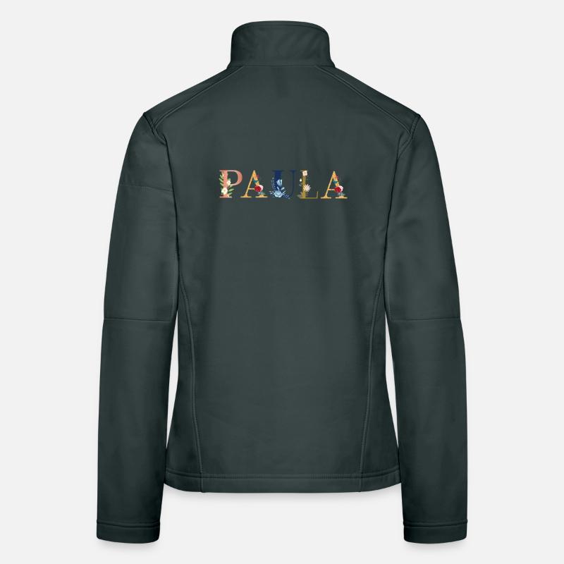 Art du nom PAULA avec fleurs brodées Veste en tissu softshell Femme