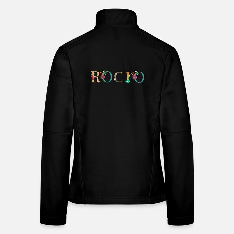 ROCIO name decorated with flowers - Women's Softshell Jacket - black