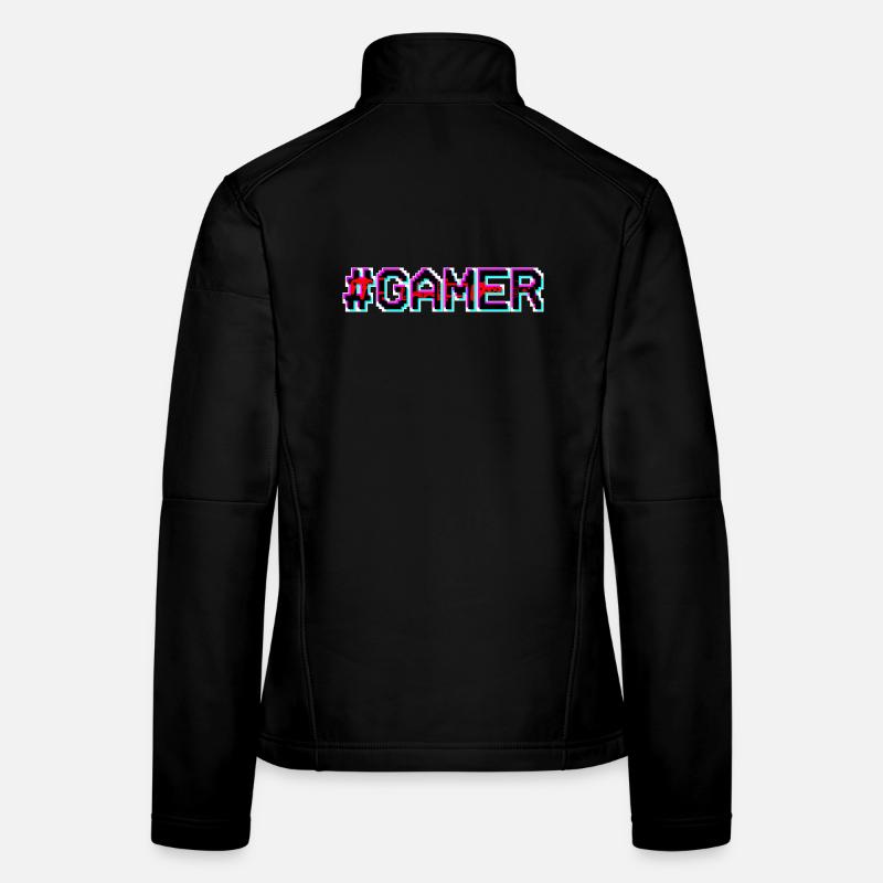 Pixel Neon Gamer Badge Veste en tissu softshell Femme