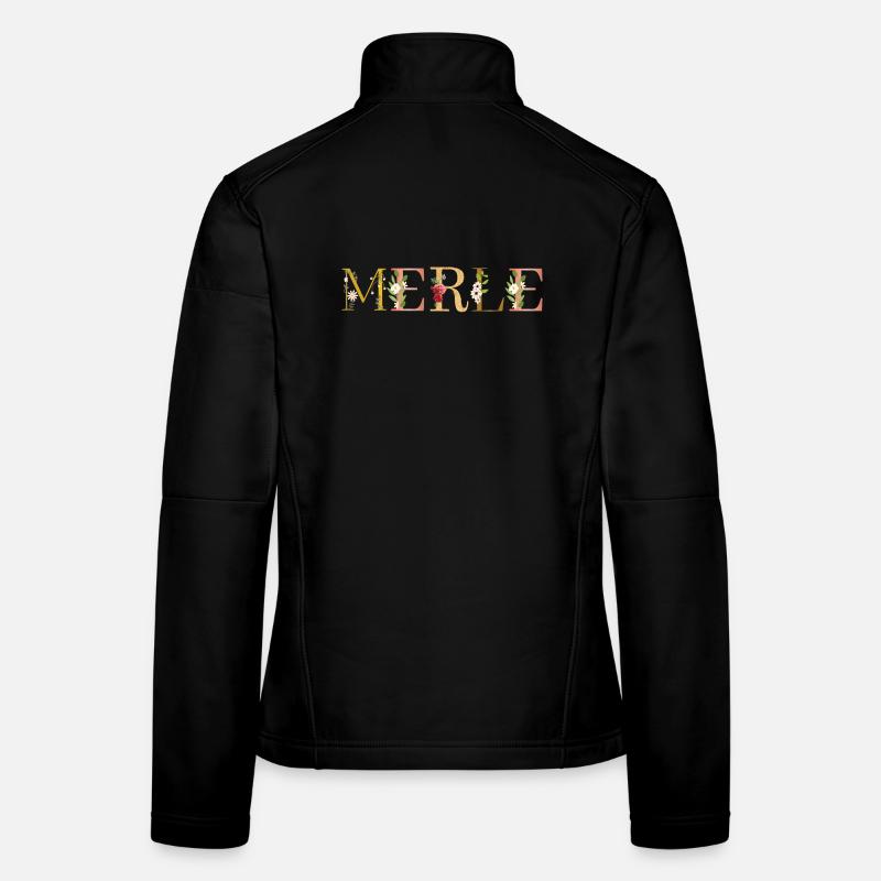 MERLE Name mit Blumen geschmückt - Frauen Softshelljacke - Schwarz