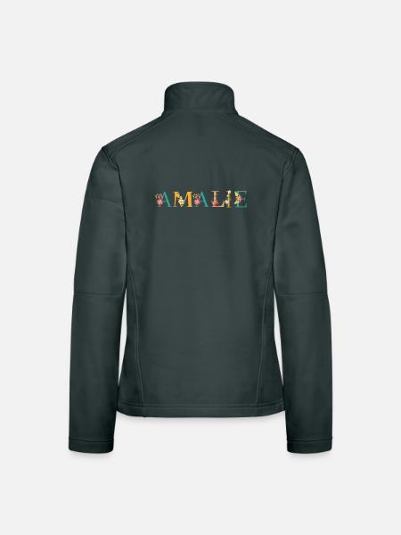 Nom AMALIE orné de fleurs - Veste en tissu softshell Femme - noir - Dos
