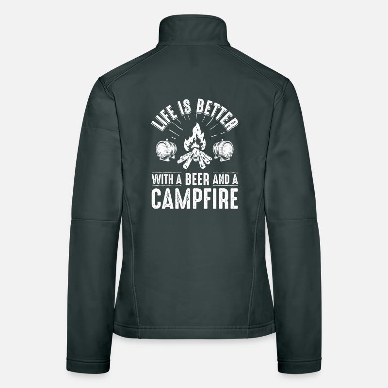 Graphique de la soirée bière au feu de camp Veste en tissu softshell Femme