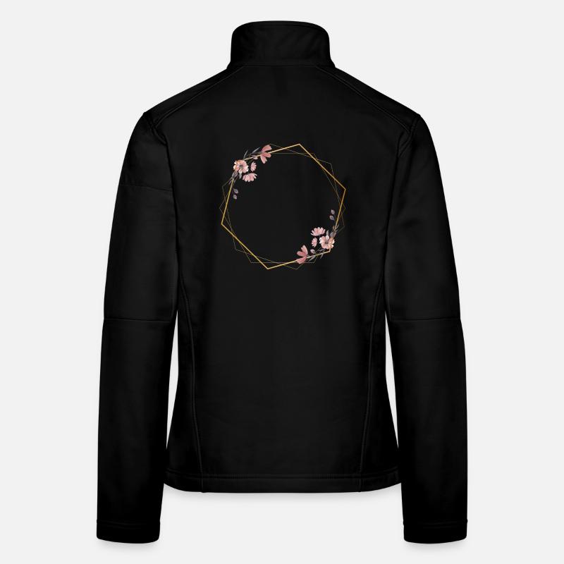 Élégance géométrique avec des fleurs roses Veste en tissu softshell Femme