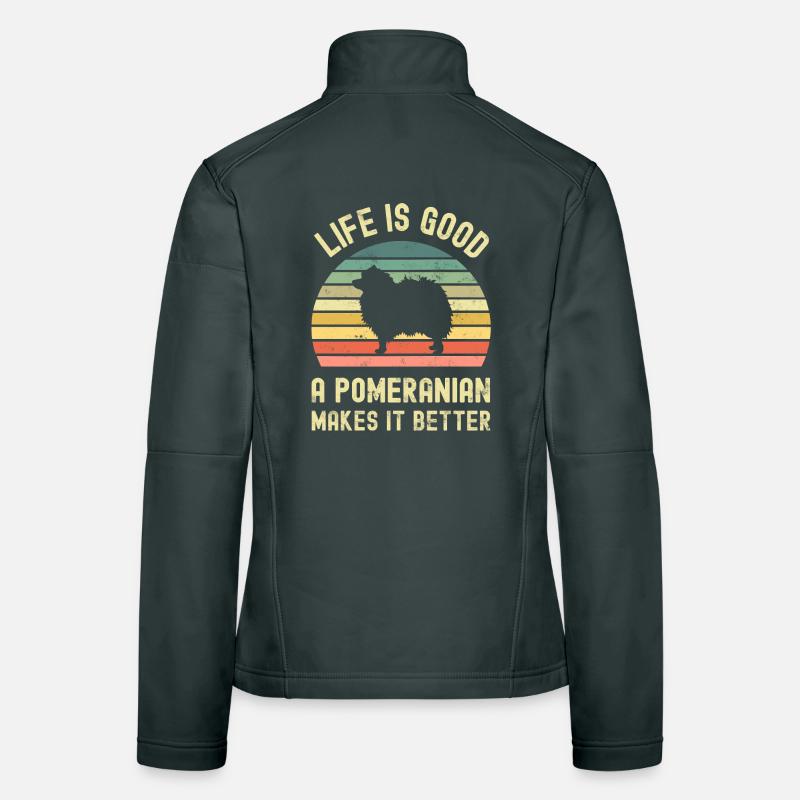Hund Pomeranian Frauen Softshelljacke