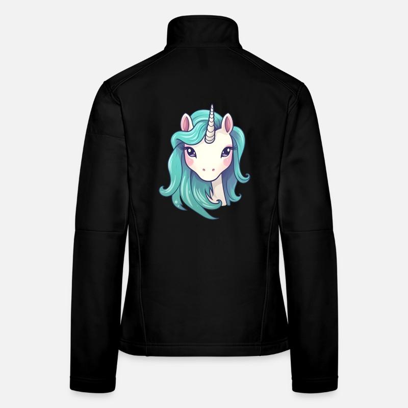 Licorne mignonne | Conception de licorne | Illustration Veste en tissu softshell Femme