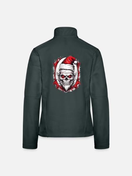 Totenkopf Weihnachtsmann - Frauen Softshelljacke - Schwarz - Hinten