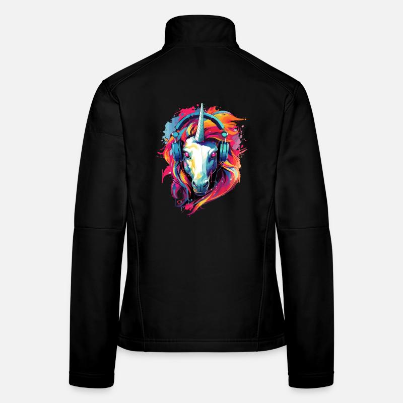Einhorn mit Kopfhörer Musik Fabeltier Einhörner Frauen Softshelljacke