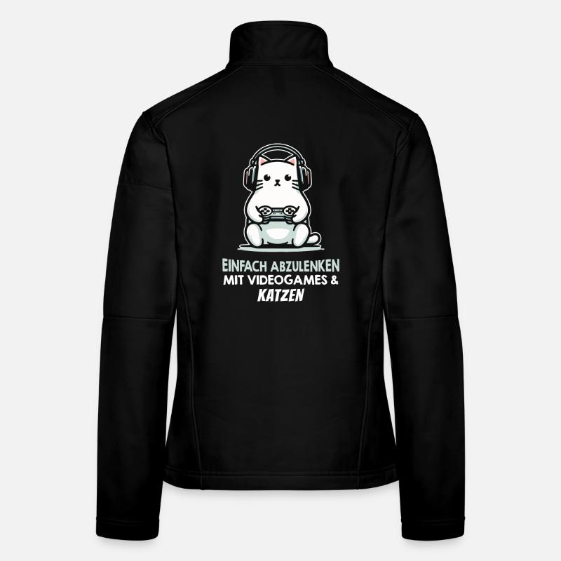 Katzen und Videospiele Motiv Frauen Softshelljacke