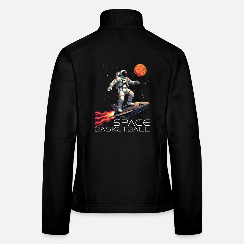 Cadeau de vaisseau spatial astronaute de basket-ball de l’espace Veste en tissu softshell Femme