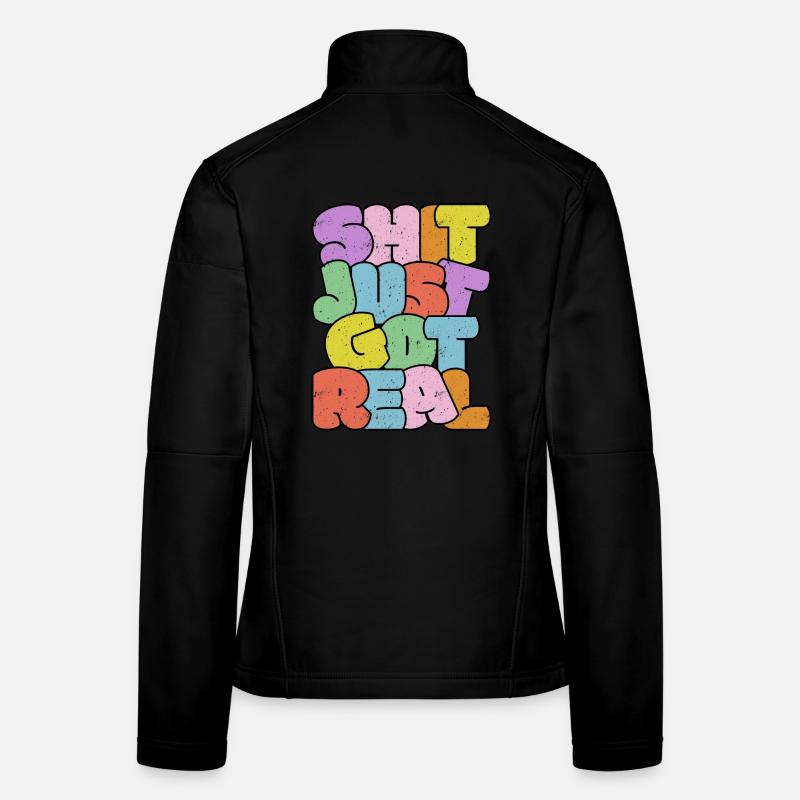 Bright Colourful Slang Typography Design Women's Softshell Jacket