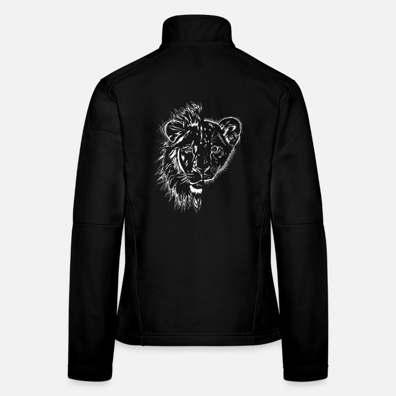 halb Löwe halb Löwenkind - Frauen Softshelljacke - Schwarz