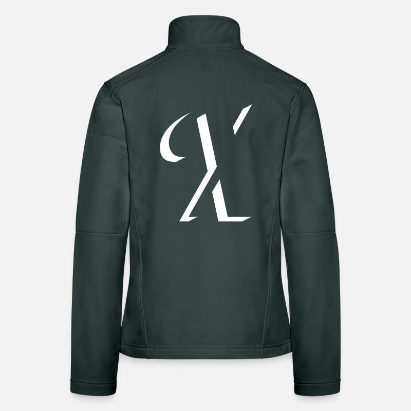 Abstract Letter Geometry Pattern in Black and White Women's Softshell Jacket
