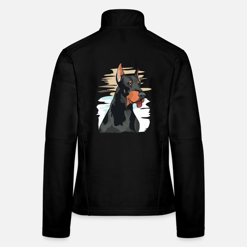 Playful Doberman Portrait Artwork - Women's Softshell Jacket - black