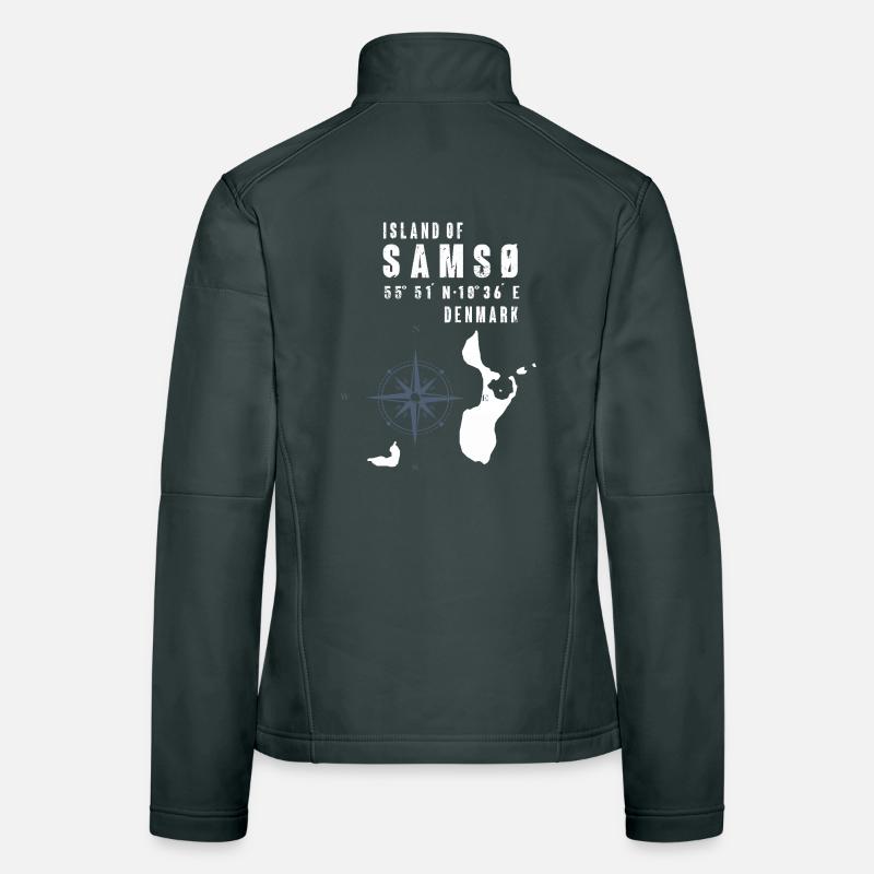 Samsø Samsoe Island Outline Boussole Veste en tissu softshell Femme