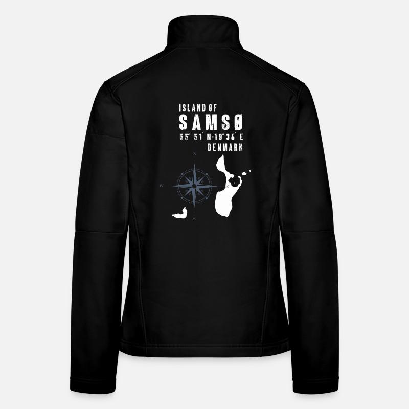 Samsø Samsoe Island Outline Boussole Veste en tissu softshell Femme