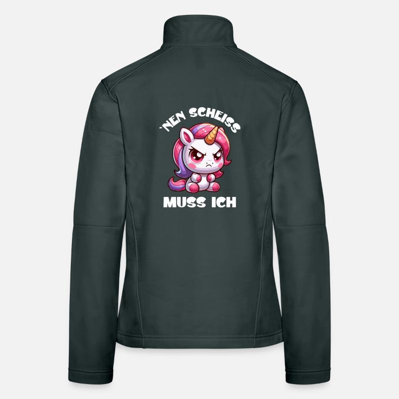 Wütendes Einhorn Chibi Motiv Frauen Softshelljacke