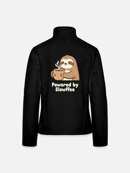 Faultier Kaffee Power Illustration - Frauen Softshelljacke - Schwarz - Hinten