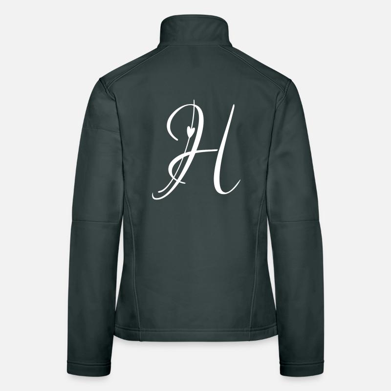 Letter H Initial Alphabet Monogram Pocket Face Women's Softshell Jacket