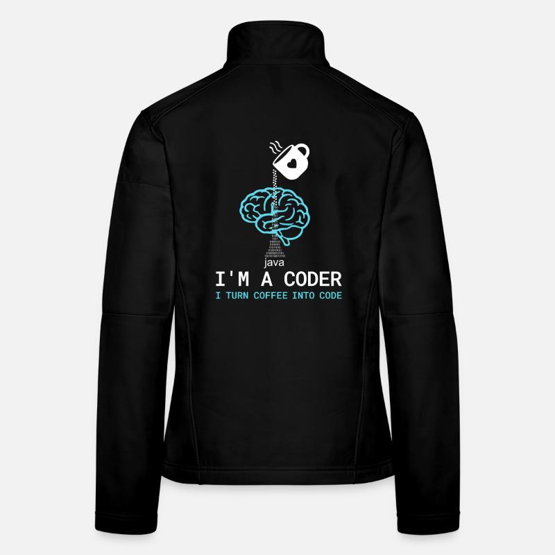 T-shirt Coder : Du café dans le code – Nerdy Programmie Veste en tissu softshell Femme