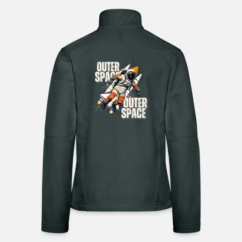 Astronaut in rocket jump Women's Softshell Jacket