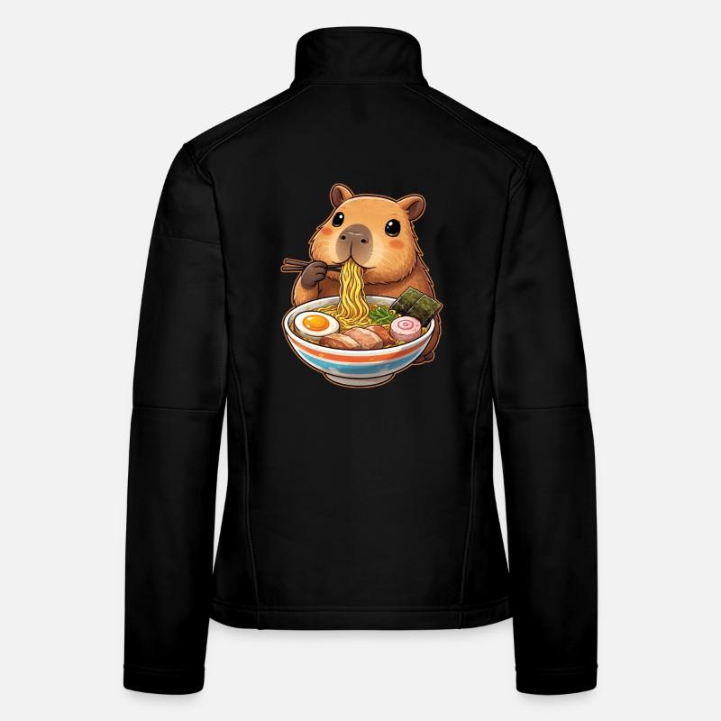 Capybara Eats Ramen Noodles Women's Softshell Jacket