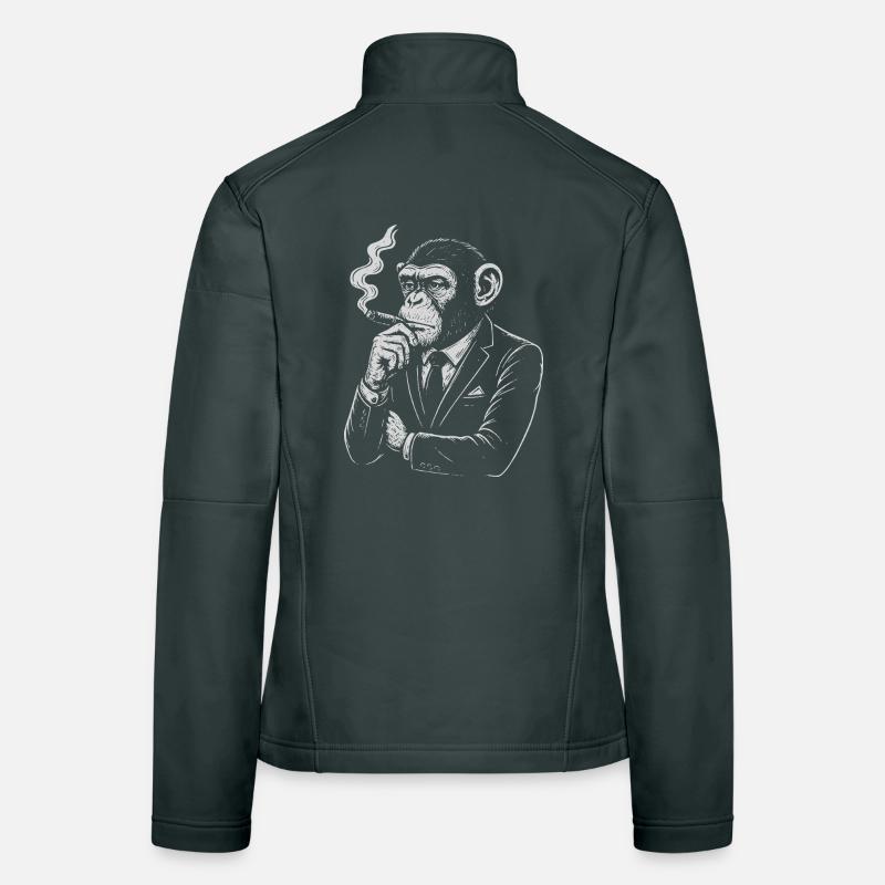 Cigar Monkey in Suit Retro Women's Softshell Jacket