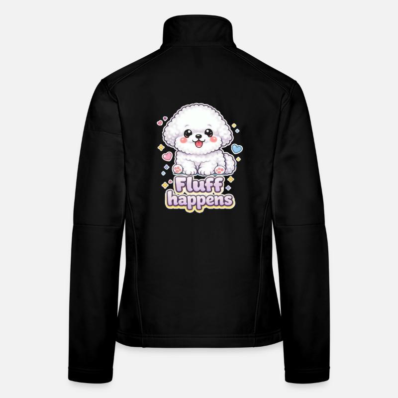 Le fluff arrive – design de chien kawaii Bichon Veste en tissu softshell Femme
