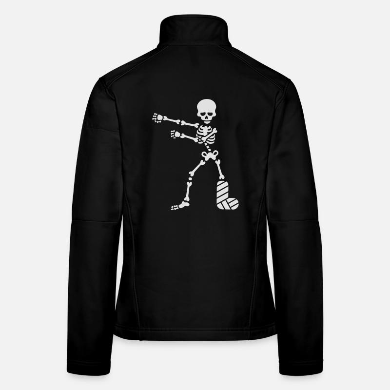 Gebrochenes Bein Gips Skelett floss dance flossing Frauen Softshelljacke