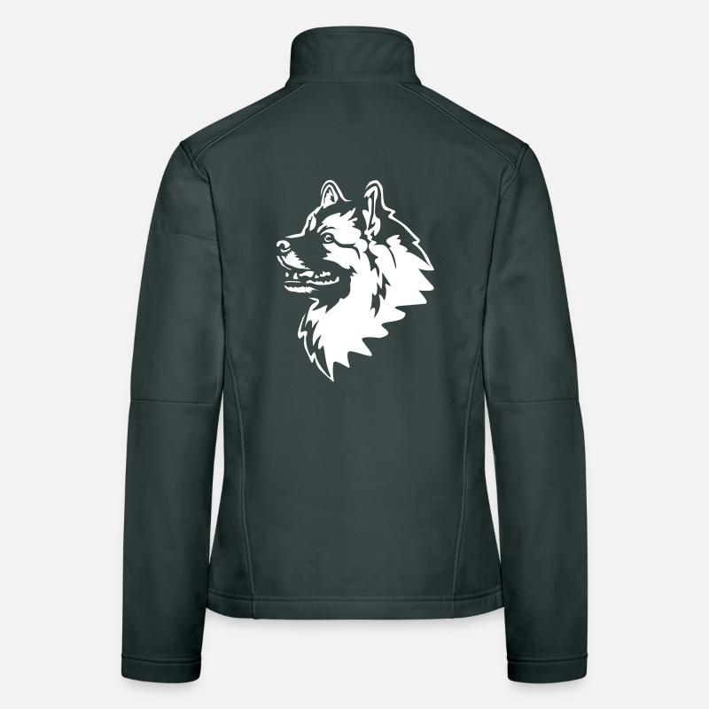 Wolfsspitz Kopf "Black Edition" Frauen Softshelljacke