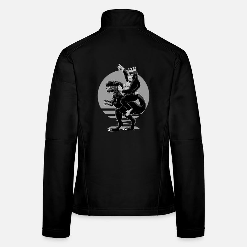 Gorilla King riding a T-Rex like Napoleon Women's Softshell Jacket
