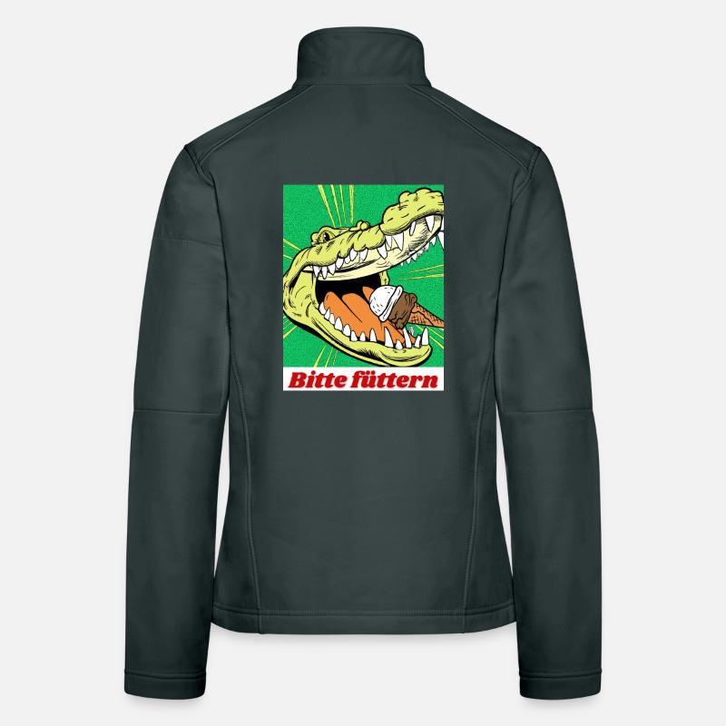 Alligator Eis füttern Lustiges Motiv Comic Stil Frauen Softshelljacke
