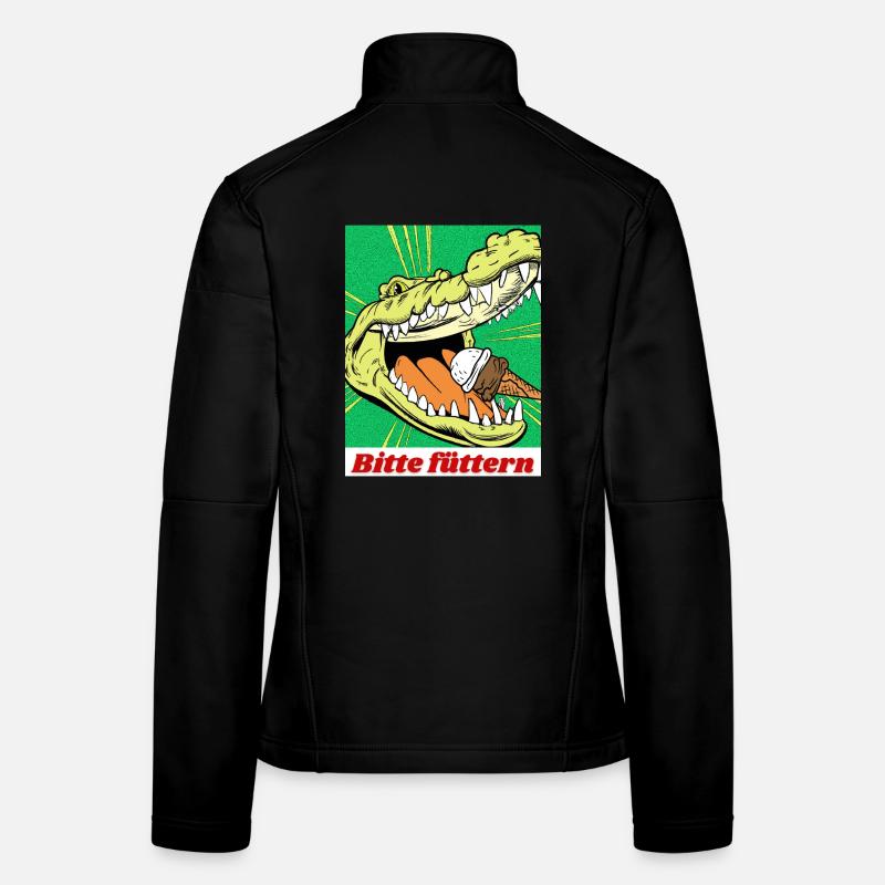 Alligator Eis füttern Lustiges Motiv Comic Stil - Frauen Softshelljacke - Schwarz