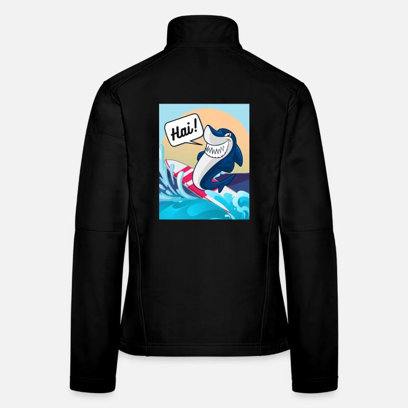 Shark Hai lustiger Gruß Spruch Cartoon Comic - Hai Frauen Softshelljacke