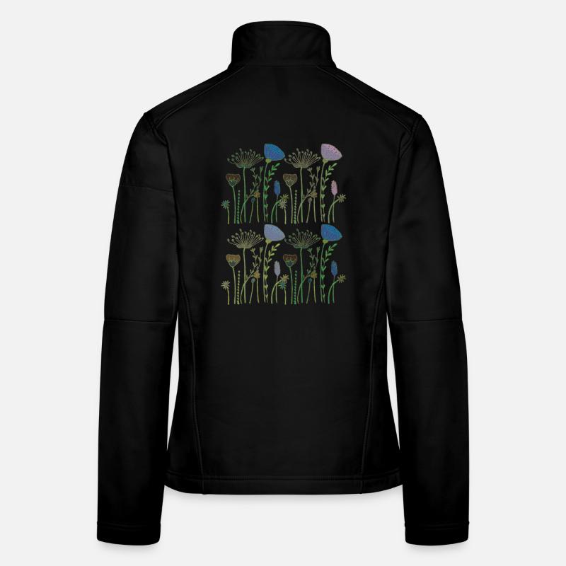 Fleurs séchées prairie fleurie Veste en tissu softshell Femme