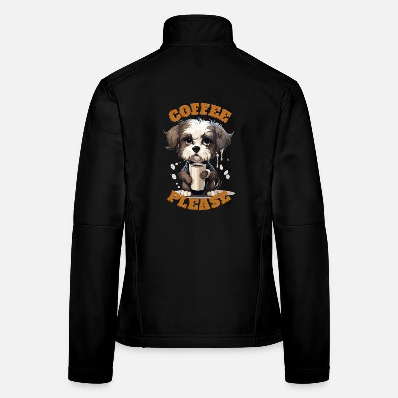Coffee Please Dog Frauen Softshelljacke