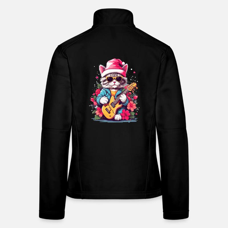 Cute cat with guitar Women's Softshell Jacket