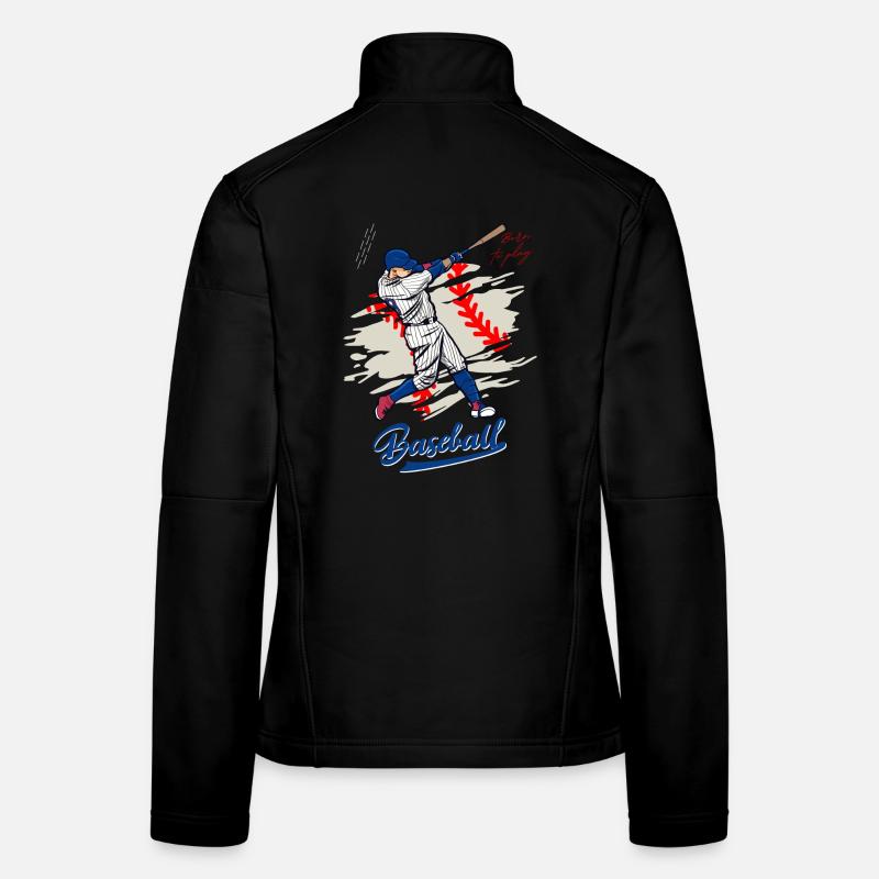 Dynamic Baseball Swing Illustration Women's Softshell Jacket