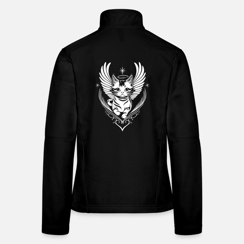 Weiße Engel Katze mit Flügel Frauen Softshelljacke
