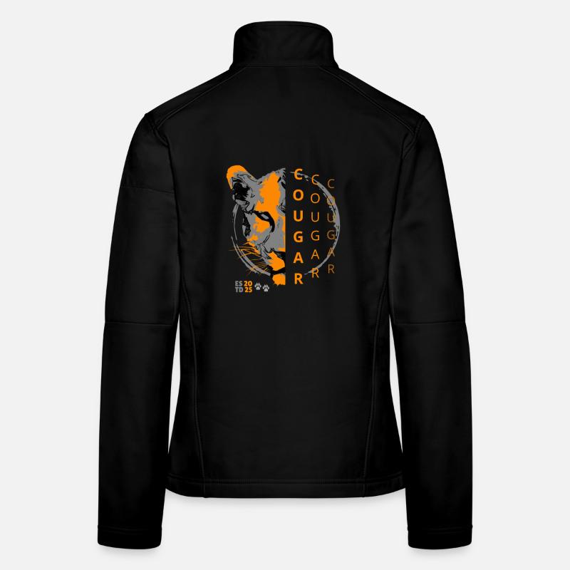 Cougar - half face of the animal in the shadow - Women's Softshell Jacket - black